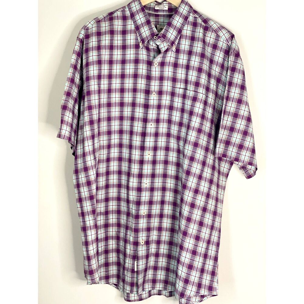 Peter Millar Men's Linen Blend Checked Plaid Button Shirt Size XL M3
